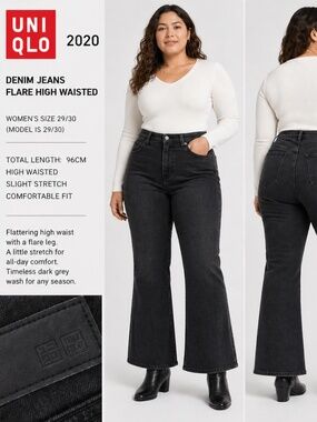 Uniqlo Denim Jeans Flare High Waisted